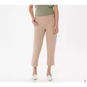 Isaac Mizrahi 24/7 Stretch Crop Pants Back Slit Hem Cappuccino‎ Womens Tall 0T